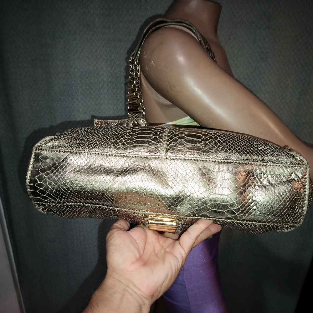 Ted Baker Snake Print Leather Limited Edition Golden Tote Bag. - Picture 8 of 16